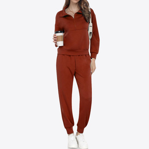 Sudadera con capucha de media cremallera para mujer Vintage de otoño con técnica bordada de bolsillo personalizado de estilo deportivo cómodo - Product Image 3