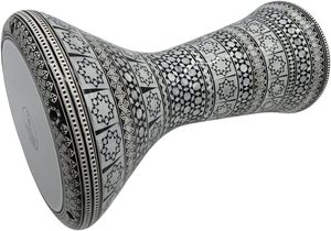 Gawharet El Fan, Tambor Egipcio Profesional de 17.5 Pulgadas, Negro y Blanco, con Estrella MOP, Doumbek Darbuka - Product Image 2