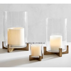 Bougeoir en métal plaqué or et verre transparent de créateur d'art moderne très exigeant pour la décoration de mariage - Product Image 3