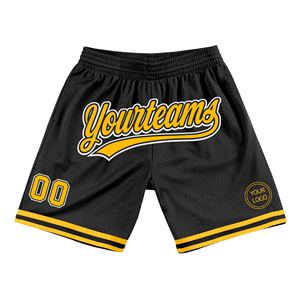Industrie Direct Engro Sportswear Basketball <b>Shorts</b> Custom Black Gold-<b>White</b> Authentic Throwback Basketball <b>Shorts</b> - Product Image 1