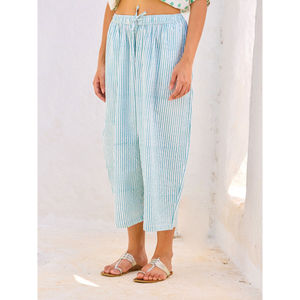 Women's High-Waisted Wide-Leg Cotton <b>Palazzo</b> Pants-Breathable Casual Trousers with Elastic Waist - Product Image 2