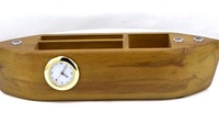Meilleures ventes REGAL – Organiseur de bureau unique en bois sculpté en forme de bateau, horloge et décoration de table BTC-4200 280x75x60mm – Vente en gros