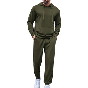 Survêtement athlétique 2 pièces décontracté pour homme, tenue pull à manches longues avec capuche, ensemble de survêtements de jogging d'hiver - Product Image 2