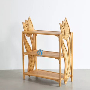 Estética nueva caliente Ideal para almacenamiento en el hogar diseño costero Gestión de zapatos almacenamiento diario ratán tulipán flor piso estante - Product Image 1