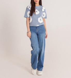 Camisetas de Mujer 100% Algodón, Cuello Redondo, Rayadas, con Logotipo Personalizado Bordado, Transpirables, de Secado Rápido, Manga Corta, Casuales, para Verano y Aire Libre - Product Image 3