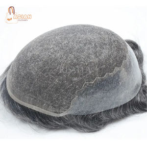 Prothèse capillaire en cheveux humains brésiliens Remy 100% naturels, base en soie, pour hommes, haute qualité, peau ultra-fine, ondulée/lisse - Product Image 1