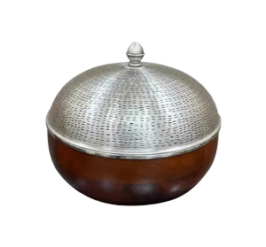 Plat Casserole en Métal Noir Fait à la Main Unique Nouveau Design en Bois Mère Perle Réchauffeur Alimentaire Hotpot - Product Image 6