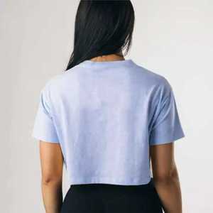 Gros Nouveau Design Vente à Chaud Été Femmes Crop Top Haute Qualité Couleur Unie Coupe Ample Sans Col Manches Courtes - Product Image 6