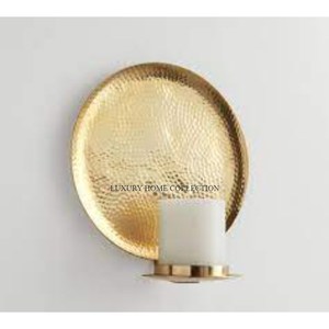 Berlapis emas berbentuk bulat tekstur dipalu Modern mewah seni kamar tidur dinding tempat lilin dekorasi dalam dan luar ruangan dekoratif petir - Product Image 1