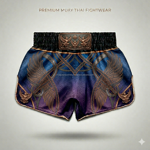 Shorts de Muay Thai en nylon résistant aux déchirures, design personnalisé, avec pompons, shorts de combat de kickboxing, vente en gros de shorts de Muay Thai - Product Image 3
