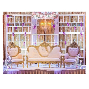 Designer Hand Carved Wedding Stage Furniture White & <b>Gold</b> Carved <b>Sofa</b> Set for Wedding Traditional Antique Handmade <b>Sofa</b> Set UK - Product Image 1
