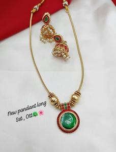 Collier et boucles d'oreilles Ganpati plaqués or 2025 les plus vendus avec collier et boucles d'oreilles faits à la main de qualité supérieure à vendre - Product Image 2