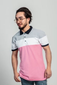 Chemise Oxford en coton gris clair pour homme, manches courtes, respirante, coupe classique, couleur unie, logo tricoté sur le devant, 220g, boutonnée - Product Image 6