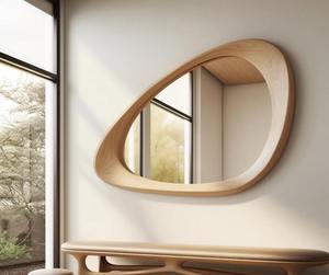 Miroir mural ovale KALATRI en bois, écologique, fait main, style moderne abstrait - Product Image 1