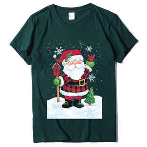 Camiseta de Navidad de alta calidad 100% algodón 220 gramos para hombre, manga corta, cuello en V, ajuste Regular, patrón frontal transpirable, estilo callejero - Product Image 5