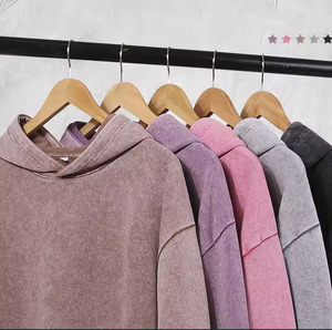 Sweat à capuche lavé à l'acide en détresse de haute qualité 400Gsm sans ficelle pull français éponge blanc Vintage lavage sweats à capuche pour hommes - Product Image 2