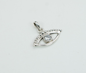 925 argent sterling massif à facettes topaze blanche style oeil mois d'avril pendentif pierre de naissance - Product Image 1