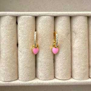 Gold Plated Pink Charm Hoop <b>Earrings</b> Elegant Jewelry For Women Birthday Gift Anniversary Gift For Her Oem Odm Wholesale - Product Image 2