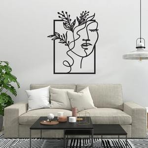 Arte de pared de retrato abstracto de estilo moderno, taza de café minimalista elegante, decoración decorativa, alambre de hierro negro, Metal recubierto de polvo - Product Image 2