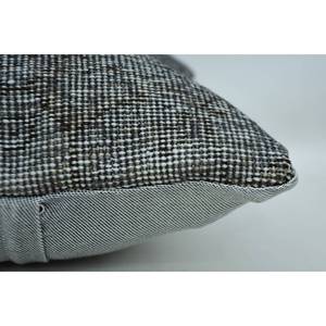 Gray Houndstooth Wool Pillow 16x16 Inch Decorative <b>Cushion</b> Vintage Embroidered Kantha Patchwork Floral & Square Patterns - Product Image 4