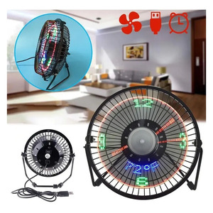 Desk Fan with <b>LED</b> Light, USB, <b>Clock</b> and Temperature Display, 18cm, Plastic, 3 Assorted Colors - Product Image 5
