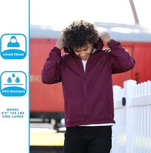 Veste coupe-vent d'hiver pour hommes, col montant à capuche imperméable avec logo avant, légère pour l'extérieur - Product Image 3