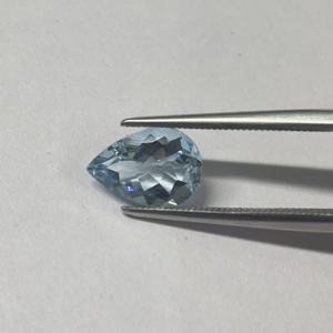 Aigue-marine naturelle, beryle, forme poire, taille facettée, pierre précieuse bleue en vrac, certifiée, 7x10 mm, 1,50 ct - Product Image 1