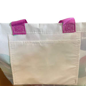 Sac à provisions de vêtements recyclés en PET éco-réutilisable imprimé avec logo personnalisé sac à provisions de haute qualité ECOBAG VINA modèle E03 à moyen manche fabriqué - Product Image 6