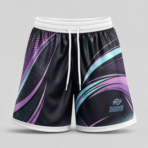 OEM Custom Women Athletic Shorts Elastic Waist Gym Running Workout Shorts Breathable Polyester <b>Mesh</b> - Product Image 1