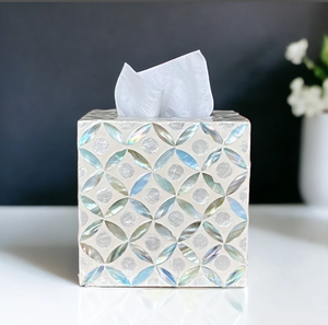 Haute qualité luxe blanc bleu nacre vadrouille bois boîte à mouchoirs couverture carré Rectangle Nacre porte-serviettes du Vietnam - Product Image 3