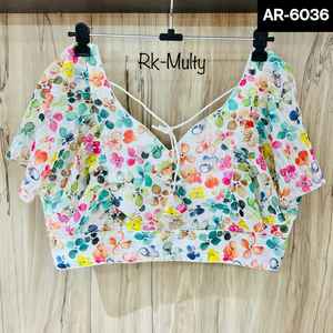 Dernière tenue ethnique et décontractée Georgette à imprimé numérique, chemisier prêt à l'emploi pour les tenues de fête et les vêtements décontractés Saree et Lehenga - Product Image 2