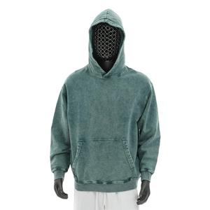 Sudadera con capucha lavada con ácido de peso pesado de calidad al por mayor, sudaderas personalizadas para hombre, Jersey 100% de algodón, sudadera holgada con capucha desteñida al sol 2025 - Product Image 1