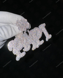 Nouveau pendentif personnalisé de luxe avec lettre PAPI, en argent sterling 925, serti de moissanite VVS, testé au diamant, pour soirée, serti à griffes - Product Image 1