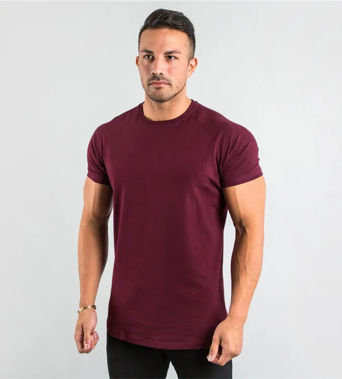 T-shirt de sport à col rond pour homme, de haute qualité, de Fitness, d'entraînement, de Gym, décontracté, de couleur foncée