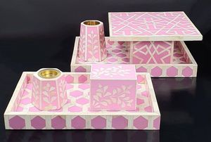 Beau plateau fait main avec incrustation de nacre pour restaurants et hôtels plateaux de service en gros de l'Inde - Product Image 4