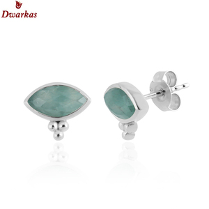 Venta al por mayor 925 plata esterlina amazonita piedras preciosas bisel ajuste Stud pendientes lindo joyería de moda para bodas aniversario - Product Image 1