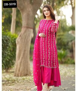 Tenue de mariage pakistanaise longue fausse georgette Readymade Sharara costume avec Duapatta ensemble pour mariage et festival fonction porter robe - Product Image 1