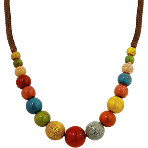 Collar de madera con cuentas multicolor, gargantillas de eslabones personalizados de la galería de moda, cuentas de cristal de semilla cortadas en corazón, fiesta bordada colorida - Product Image 1