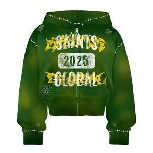 Nouveau Streatwear à la mode personnalisé 100% coton éponge française lavé à l'acide surdimensionné unisexe sweat à capuche zippé avec Logo imprimé personnalisé - Product Image 2