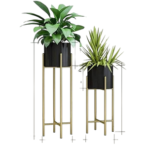 Maceta Decorativa Premium Color Cobre con Soporte Alto de Metal Negro para Decoración del Hogar, Balcón e Interiores de Hotel - Product Image 3