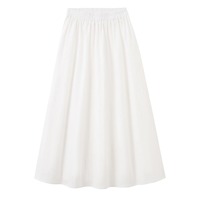 Femmes coton lin a-ligne jupes mi-longues élastique taille haute noir blanc bleu marine rose jupe été solide décontracté Vintage jupe