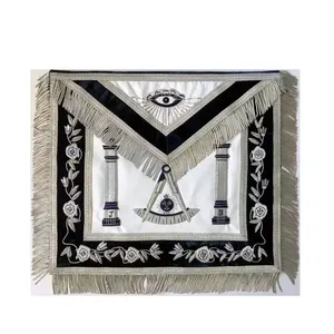 Masonic Grand Lodge Past Master Apron Gold & Silver Hand Embroidery with adjustable belt snack set and backing with pocket