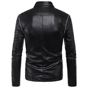 Moda personalizada nueva llegada de alta calidad chaqueta de cuero de Moda hombre nueva moda hombres PU chaqueta de cuero hombres al por mayor - Product Image 2
