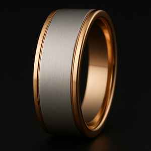 Magnifiquement conçu 6mm 14K or massif deux tons alliance blanc or rose plaqué rhodium pour femmes hommes à la mode pour les fêtes - Product Image 3