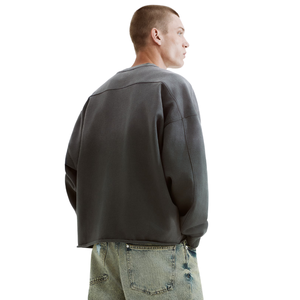 Custom 360gsm Heavyweight <b>Oversized</b> Crewneck <b>Sweatshirt</b> 100% Cotton Unisex <b>Vintage</b> Distressed Embossed Design - Product Image 6