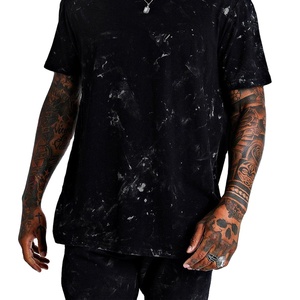 Nouveaux T-shirts décontractés pour hommes, coupe ajustée, polyester/coton, délavés à l'acide, écologiques - Product Image 1