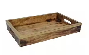 Modern Wooden <b>Tray</b> Multiple Use <b>Breakfast</b> <b>Tray</b> Acacia Wood Round Serving <b>Tray</b> Large Handles for Serving - Product Image 4