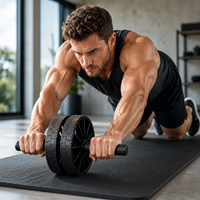 Rouleau Abdominal Ajustable à Double Roue pour Exercices Abdominaux, Renforcement du Core, Roue de Fitness Portable pour Entraînement à Domicile