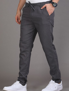Pantalon 100% coton décontracté intelligent pour hommes pantalon taille moyenne coupe ajustée fermeture à cordon plat devant du Bangladesh - Product Image 3
