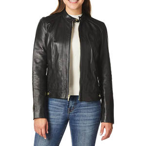Veste en cuir de motard avec logo privé/veste de motard en cuir de mouton de style rock personnalisé/vestes en cuir véritable pour dames classiques - Product Image 1